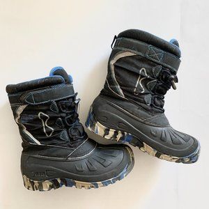 Boys Kodiak Glo Boots Winter Snow Waterproof Blue Camo Size 3